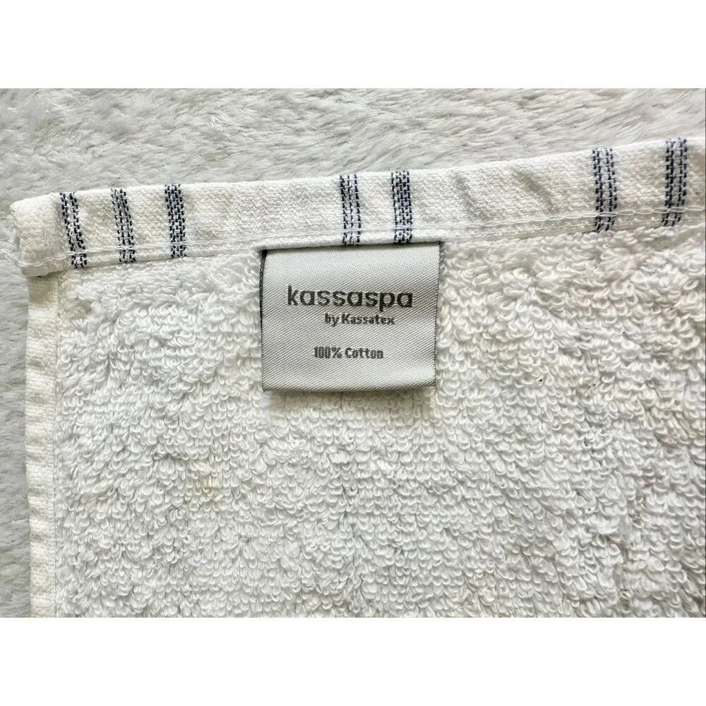KASSASPA - by Kassatex - 100% cotton white and blue striped square towel 12 x 12